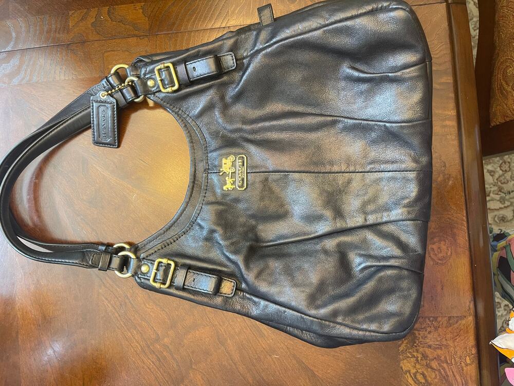 Pristine Vintage Coach Madison Maggie Black Leather Hobo Bag W/ Hangtag